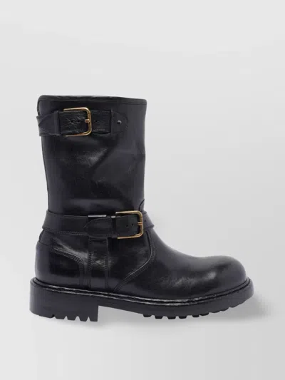 Dolce & Gabbana Buckled Leather Mid-calf Boots