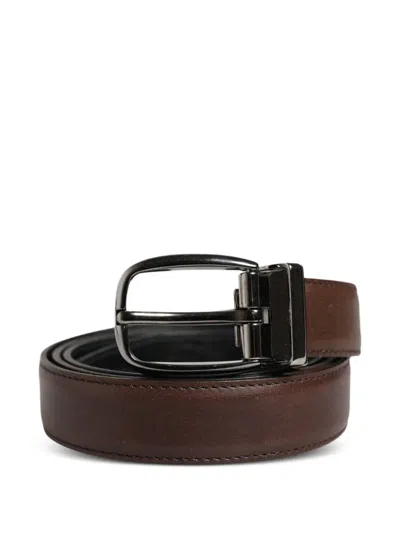 Dolce & Gabbana Men Leather Belt Metal Buckle Adjustable In Brown