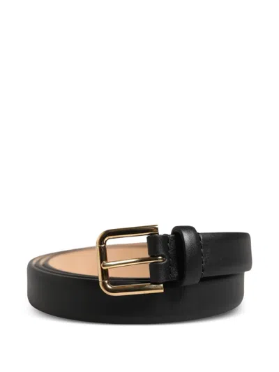Dolce & Gabbana Leather Belt Gold Metal Buckle Adjustable In Black