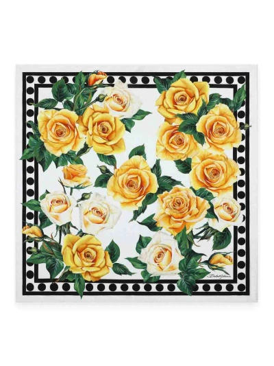 Dolce & Gabbana Rose-print Silk Scarf In Multicolour