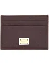 Dolce & Gabbana Burgundy Calfskin Card Holder In Brown