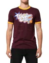 Dolce & Gabbana Burgundy Cotton Dg Super King Logo T-shirt In Burgundy