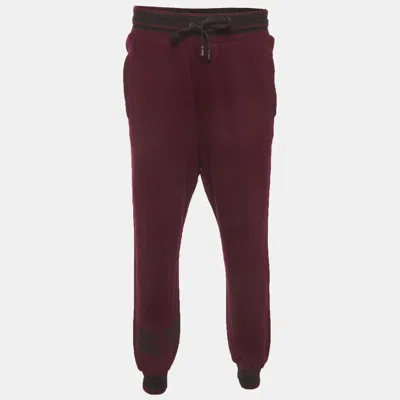 Pre-owned Dolce & Gabbana Burgundy Cotton Drawstring Joggers M