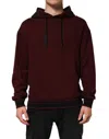 Dolce & Gabbana Burgundy Cotton Plaid Lined Men Hoodie Sweater In Burgundy