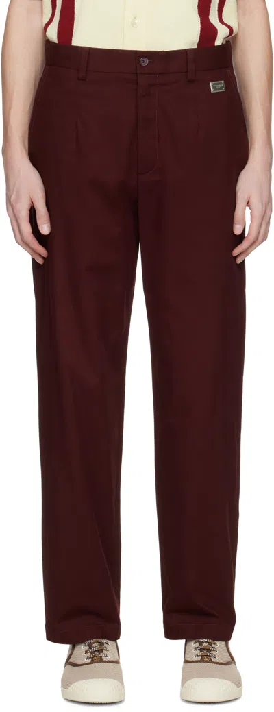 Dolce & Gabbana Burgundy Gabardine Trousers In Marrone-viola Scuro