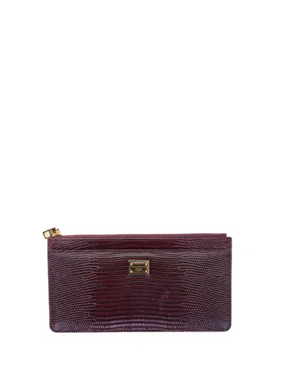 Dolce & Gabbana Burgundy Iguana-printed Card Holder In Purple