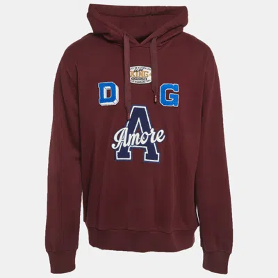 Pre-owned Dolce & Gabbana Burgundy Jersey A Amore Hoodie Xxl