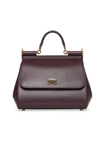 DOLCE & GABBANA BURGUNDY LARGE SICILY HANDBAG