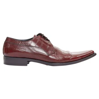 Pre-owned Dolce & Gabbana Dolce Gabbana Burgundy Leather Curled Toe Brogue Shoes Uk6 Eu40 In Red