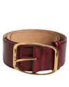 Dolce & Gabbana Burgundy Leather Gold Metal Buckle Women Belt In Red