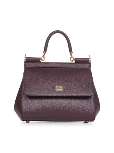 DOLCE & GABBANA BURGUNDY MEDIUM SICILY HANDBAG
