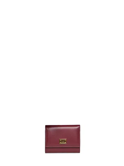 Dolce & Gabbana Burgundy Plongé Calfskin Leather Wallet In Red