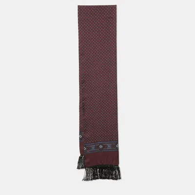 Pre-owned Dolce & Gabbana Burgundy Printed Silk Fringed Silk
