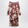 Dolce & Gabbana Rose Print Midi Dress With A Square Neckline In Multi