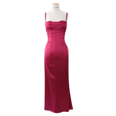 Pre-owned Dolce & Gabbana Burgundy Satin Ribbon Lace Up Bustier Corset Midi Maxi Dress In Red