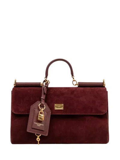 Dolce & Gabbana Burgundy Sicily Medium Satchels