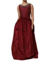 Dolce & Gabbana Burgundy Silk Beaded Evening Gown Dress In Gray
