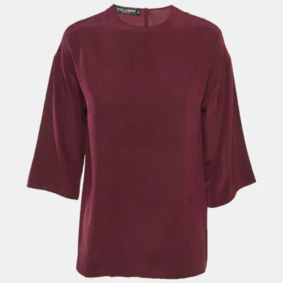 Pre-owned Dolce & Gabbana Burgundy Silk Blouse S