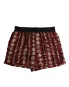 Dolce & Gabbana Burgundy Silk Coin Print Men Boxer Short Swimwear In Burgundy