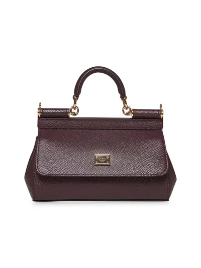 Dolce & Gabbana Burgundy Small Sicily Handbag