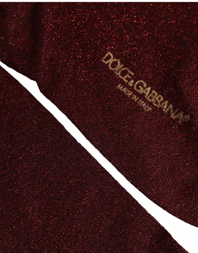 Dolce & Gabbana Burgundy Viscose Mid Calf Accessory Socks