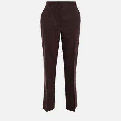 Pre-owned Dolce & Gabbana Burgundy Wool Tapered Trousers 3xl (it 50)