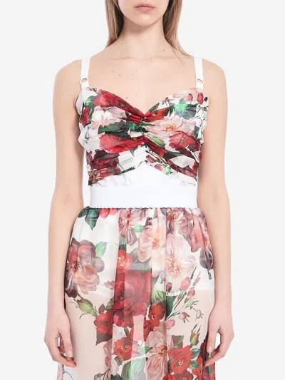 DOLCE & GABBANA BUSTER TOP WITH ROSE PRINT