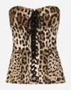 Dolce & Gabbana Drill Shaper Corset With Laces In Animal Print