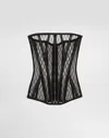 Dolce & Gabbana Mesh Tulle Corset In Nero