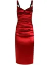 Dolce & Gabbana Red Dress With Bustier Design And Ruffled Details In Fabric Woman In Red