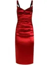 Dolce & Gabbana Red Dress With Bustier Design And Ruffled Details In Fabric Woman In Red