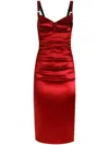 Dolce & Gabbana Red Dress With Bustier Design And Ruffled Details In Fabric Woman In Red