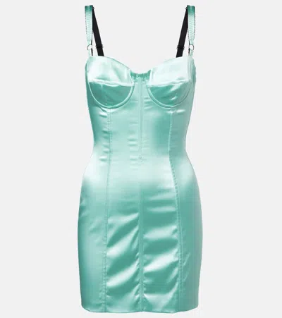 Dolce & Gabbana Bustier Satin Dress In Green