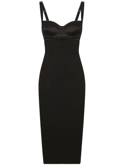 Dolce & Gabbana Bustier-style Sleeveless Midi Dress In Black