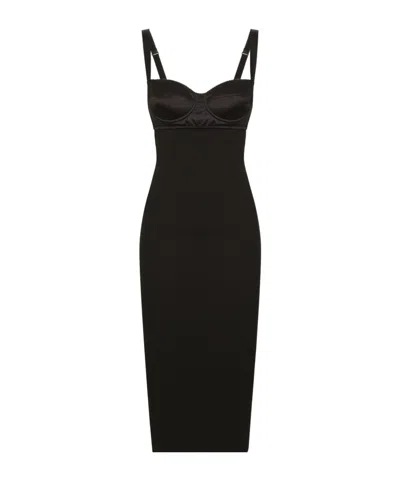 Dolce & Gabbana Bustier-style Sleeveless Midi Dress In Black