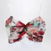 Dolce & Gabbana Bustier Top In Marquisette And Chiffon With Rose Print