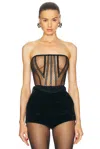 Dolce & Gabbana Mesh Tulle Bustier Tops Black In Nero