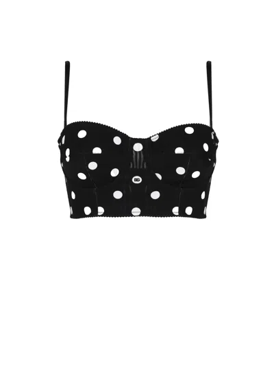 Dolce & Gabbana Dolce Gabbana Logo Detailed Corset Top In Black