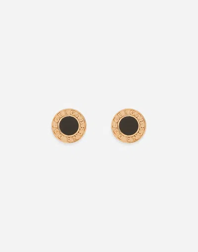 Dolce & Gabbana Butterfly-back Earrings With Logo In Gold