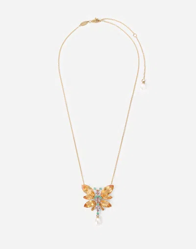 Dolce & Gabbana Butterfly Necklace 18-carat Yellow Gold And Citrines