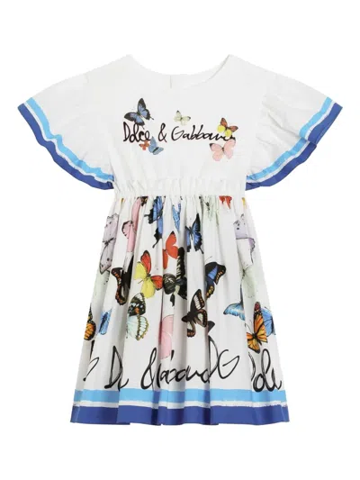 Dolce & Gabbana Butterfly-print Dress In White