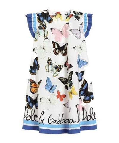 Dolce & Gabbana Kids' Butterfly-print Dress In White