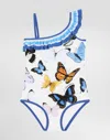 Dolce & Gabbana Girls Butterfly Print Swimsuit In Print