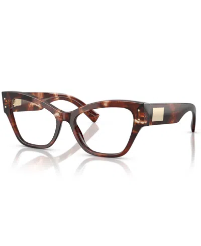 Dolce & Gabbana Butterfly Women's Eyeglasses Dg3404 In Dark Red Havana