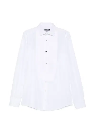 Dolce & Gabbana Button Bib Shirt In White