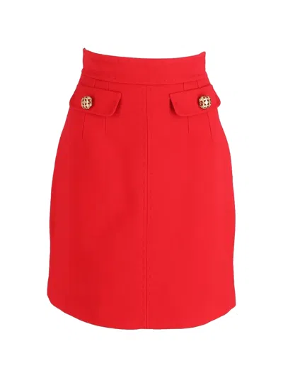 Pre-owned Dolce & Gabbana Button-detail Midi Skirt In Red