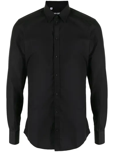Dolce & Gabbana Classic Italian Collar Cotton Shirt In Black