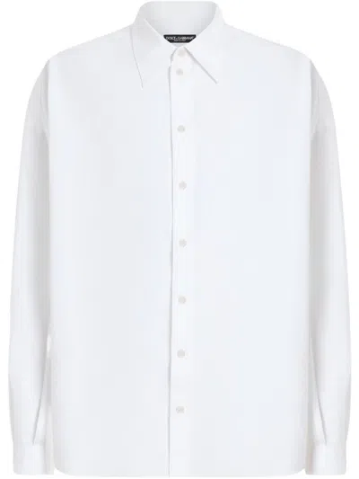 Dolce & Gabbana Button-down Shirt With Box-pleat Detail And Drop Shoulder Design In White
