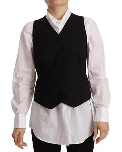 Pre-owned Dolce & Gabbana Button Down Sleeveless Waistcoat Top In Black