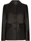 Dolce & Gabbana Button-embossed Leather Jacket In Black